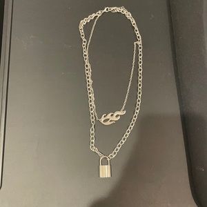 double chain silver necklace